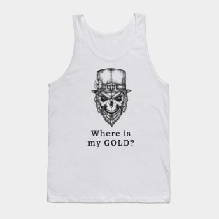 Irish Leprechaun Skull with lucky shamrock for St Patricks Day Tank Top